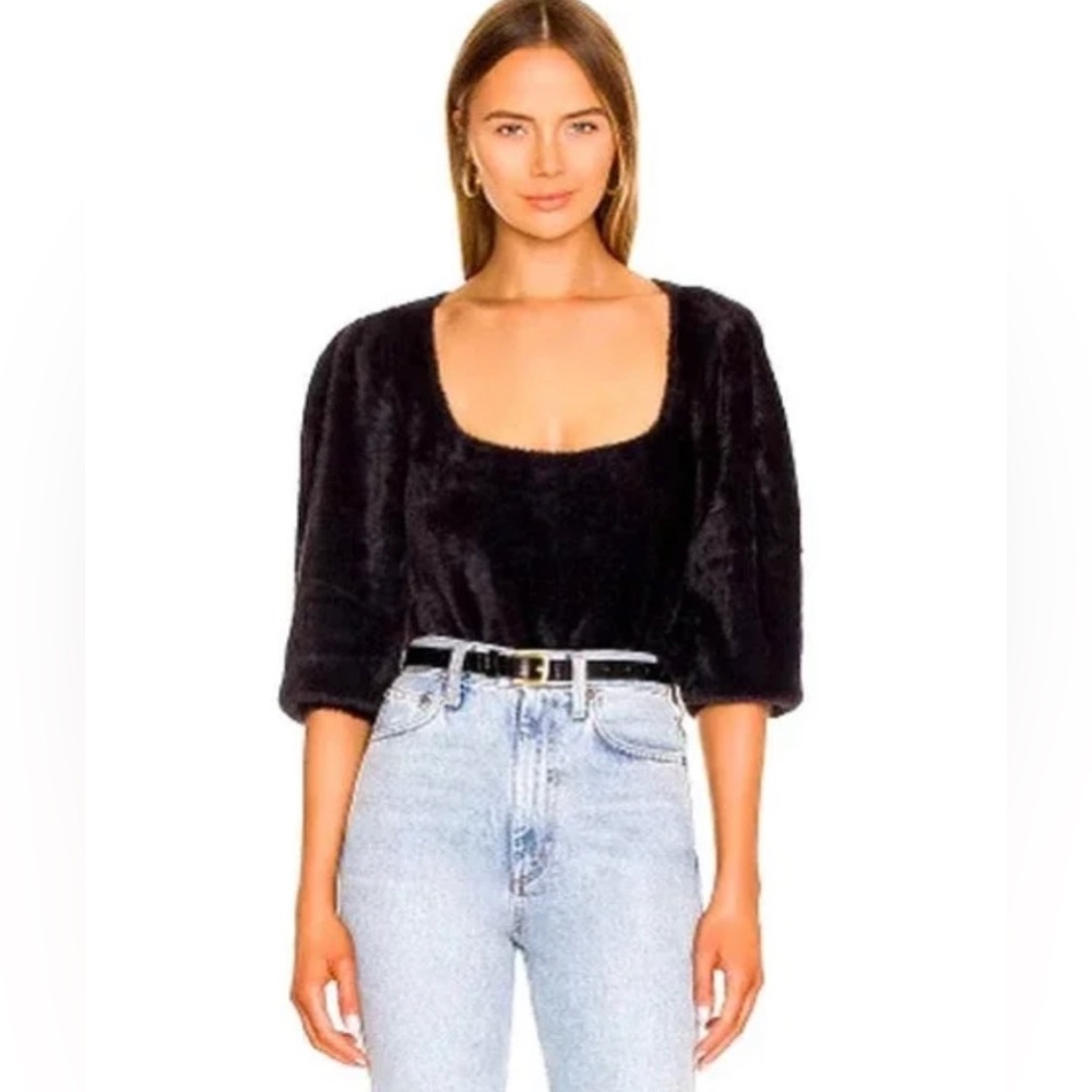Free people square neck black sweater